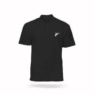 Black Polo T-Shirt with Custom Logo – Front View