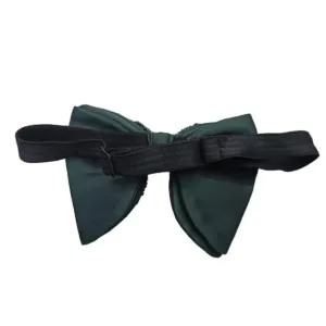 Satin Green Bow Tie with Adjustable Strap – Back View